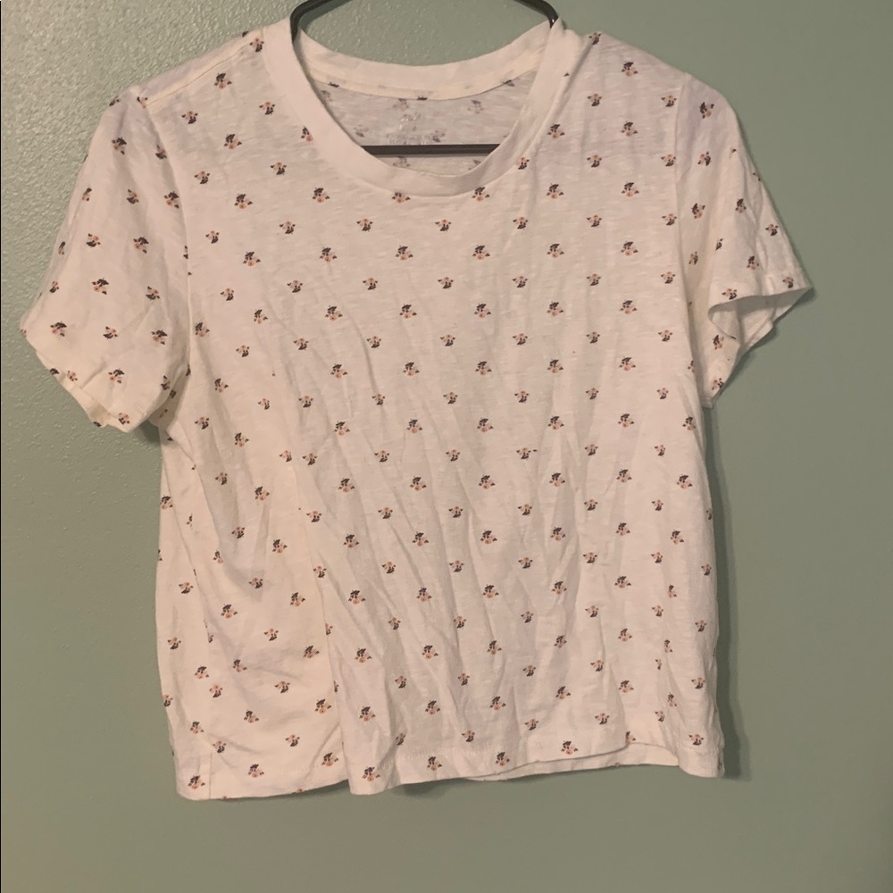 Aerie Cream Floral Tee
